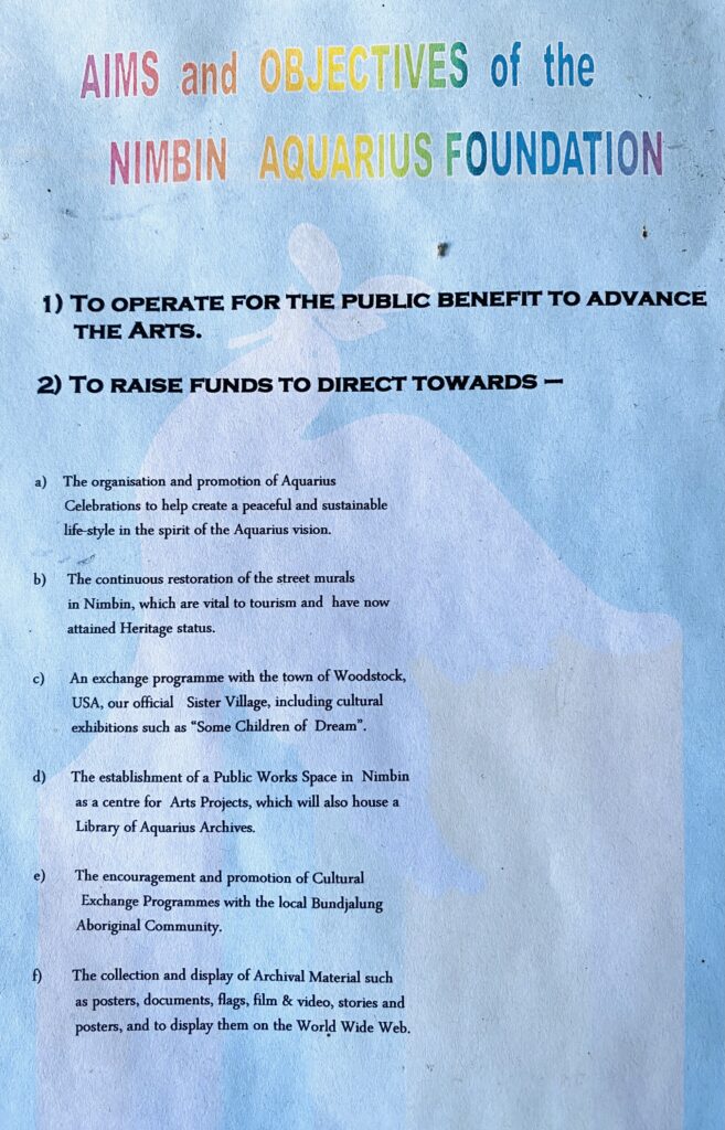 Nimbin Aquarius Foundation Inc. Aims and Objectives, 2003
